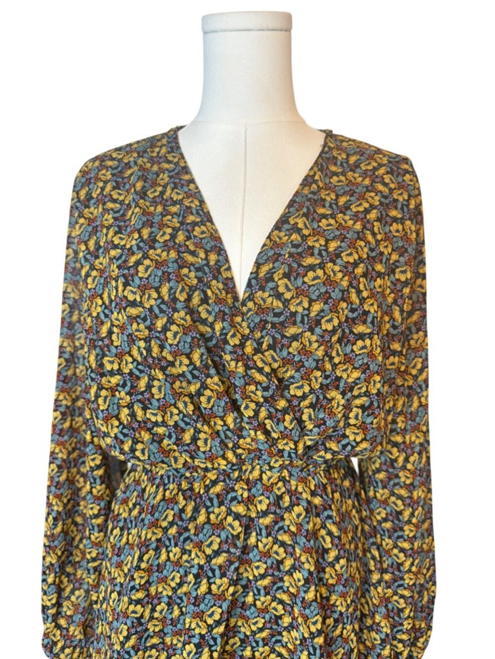 2/$30 ZARA S Floral Long-Sleeve Wrap Dress - Picture 8 of 16